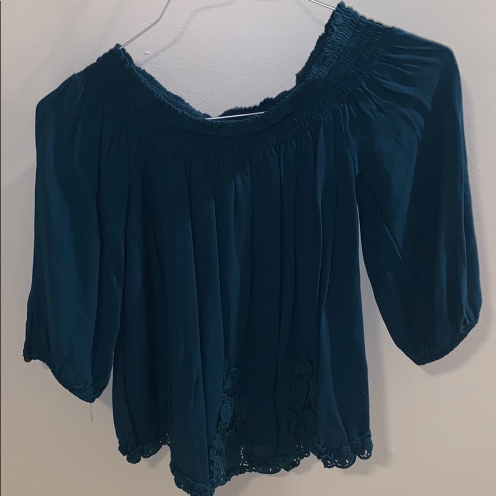 Xhilaration blue off the shoulder blouse
